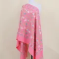 Pink cashmere feel embroidered shawl scarf winter warm floral tassel wrap elegant cape style - Watermelon red