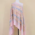 Pink paisley gold embroidered cashmere feel winter shawl warm wrap scarf for women - Pink