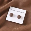 Matte round hijab magnets magnetic pins scarf clips set of two in brown color detail view - COL.35 Brown
