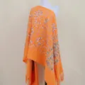 Orange embroidered cashmere feel shawl scarf ethnic paisley design fringe winter warm wrap - Orange