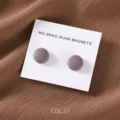 Close-up detail of matte round magnetic hijab pins in purple color on card, nice accessory. - COL.37 Purple