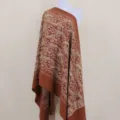 Brown paisley embroidered cashmere feel shawl elegant ethnic style winter warm cape scarf - Coffee