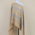 Cashmere feel paisley embroidered shawl scarf for women, camel ethnic winter warm cape. - Camel