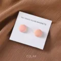 Matte round magnetic hijab clips pins brooch scarf accessories close-up view - COL.44 Blue