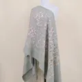 Thickened warm cashmere feel embroidered floral paisley winter shawl scarf for women - Light Green