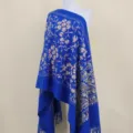 Blue paisley embroidered cashmere-feel warm winter women shawl cape scarf variant. - Sapphire Blue