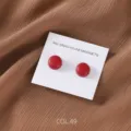 Matte red round magnetic hijab pins, solid alloy scarf clips, two pieces set for daily wear. - COL.49 Red