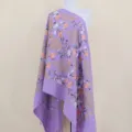 Purple Cashmere Feel Embroidered Shawl Scarf Ethnic Floral Winter Warm Elegant Stole - Light Purple