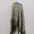 Olive green paisley embroidered cashmere feel winter warm shawl for women elegant wrap. - Army Green