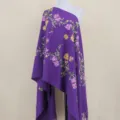 Purple cashmere-feel embroidered floral shawl, warm ethnic winter scarf for women. - Purple