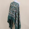 Embroidered Cashmere Feel Scarf Dark Green Floral Shawl Winter Warm Cape Accessory - Dark Green