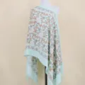 Mint Green Ginkgo Leaf Embroidered Scarf Variant - Elegant Cashmere Feel Shawl for Women - Light Green