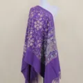 Purple floral paisley embroidered imitation cashmere warm winter shawl scarf for women wear - Purple