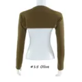 Manches de bolero en modal, shrug de protection solaire pour femmes, uni manches longues. - Vert Olive (#15)