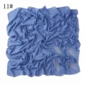 Blauwe chiffon vierkante hijab met strass bladpatronen, elegante moslim hoofddoek voor vrouwen. - Maat 11