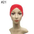 Rote Modal Stretch Unterziehhaube Kreuz-Turban Kopfbedeckung Damen bequemer Alltag - Rot