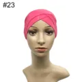 Modale elastische Untertuch Kreuz Front Turban Mütze für Damen Alltag bequeme rosa Kopfbedeckung - Rosa