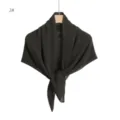 Dark green pleated chiffon square scarf with shimmer glitter detail for women stylish shawl. - 2#