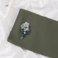 Olive green chiffon scarf detail featuring handmade rhinestone floral and dragonfly embellishment. - Size 6 / 1.8m