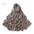 Detail view of the soft elastic jersey hijab, showing breathable fabric texture and color. - 4# Taupe