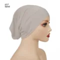 Modal inner hijab cap breathable soft sand color solid headscarf detail side view display - #17 Sand