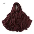 Detailed view of a soft burgundy stretch jersey hijab, showing smooth texture and drape. - Wine Red