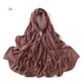 Close-up detail of the soft elastic jersey hijab scarf fabric texture and pleats. - Grey Pink