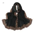 Écharpe longue plissée à imprimé léopard, foulard hijab doux et respirant pour femme. - Couleur 2