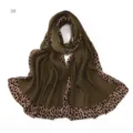 Écharpe plissée automne hiver mode avec bord imprimé léopard, châle doux et respirant. - Couleur 3