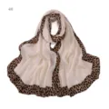 Écharpe plissée tendance bord imprimé léopard châle long doux et respirant automne - Couleur 4