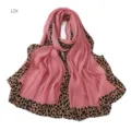 Écharpe longue plissée mode automne hiver avec bord imprimé léopard rose élégant - Couleur 12