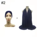 Modal stretch inner cap and long scarf detail, cross front design, soft fabric texture. - No.2 (Deep Blue)