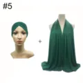 Modal stretch undercap and oversized scarf combo in dark green, comfortable Muslim hijab set. - No. 5 (Dark Green)