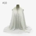 Solid color TR cotton crinkled scarf shawl for women, elegant fringed edge head wrap design. - Style #10