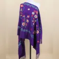 Purple embroidered imitation cashmere shawl winter warm ethnic style women scarf soft wrap - Purple