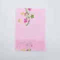 Bufanda de invierno rosa tacto cachemira con bordado floral y flecos elegantes para mujer. - Rojo Rosado
