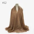 Solid color crinkled women scarf, lightweight draped shawl and head wrap, versatile daily wear. - Style 12
