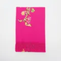 Bufanda de mujer tacto cachemir bordada floral variante chal cálido de invierno flecos rosa - Rosa rojo