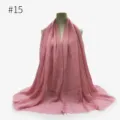 Women crinkle solid color scarf shawl hijab soft lightweight fashion neck wrap #15 - Style 15