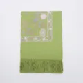 Sciarpa donna verde effetto cashmere invernale con ricamo floreale e dettagli di frange - Verde