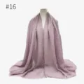 Plain crinkled scarf hijab shawl for women, lightweight TR cotton material with fringe design. - Style 16