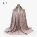 Solid color crinkled scarf TR cotton frayed shawl women hijab wrap headscarf style 17 - Style 17