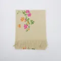 Bufanda imitación cachemira bordada con flores beige chal cálido con flecos mujer. - Caqui