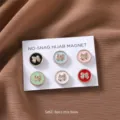 6er Set bunte runde Hijab Magnete mit süßer Schleife, ideal für Schals und Tücher Dekoration. - Schleife Gemischter Stil / 6 Stück/Packung