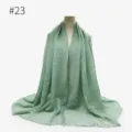 Light green crinkled hijab scarf soft cotton monochrome turban women shawl head wrap style 23 - Style 23