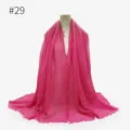 Solid color crinkled cotton blend scarf shawl for women with fringe edge daily wear - #29