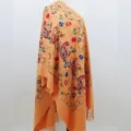 Dikke imitatie kasjmier geborduurde sjaal herfst winter, etnische paisley franje warme omslag. - Oranje