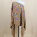 Autumn winter warm women imitation cashmere shawl embroidered floral ethnic style scarf fringe - Camel / 200cm
