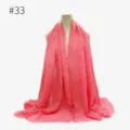Detail view of the TR cotton monochrome wrinkled fringed scarf headscarf shawl accessory. - #33