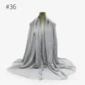 Einfarbiger TR-Baumwoll-Knitter-Schal für Damen, leichtes Fransentuch und Kopftuch. - #36